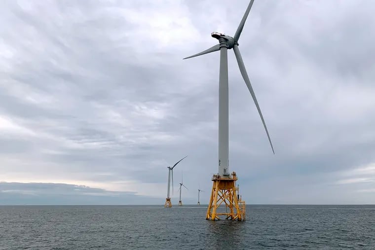 Deepwater Wind's turbines standing in the water off Block Island, R.I., on Aug. 23, 2019.
