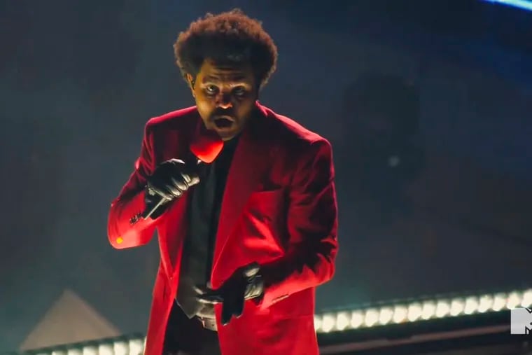 The Weeknd performs "Blinding Lights" during the MTV Video Music Awards last August.