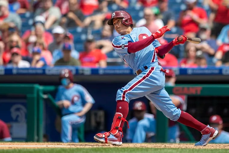 Phillies  Ronald Torreyes, bats during a game home against the Atlanta Braves on Thursday, June 11, 2021.