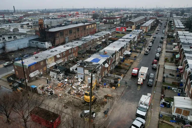 The site of the gas explosion on the 3500 block of Miller street in the Port Richmond section of Philadelphia is photographed on Jan. 3, 2023.