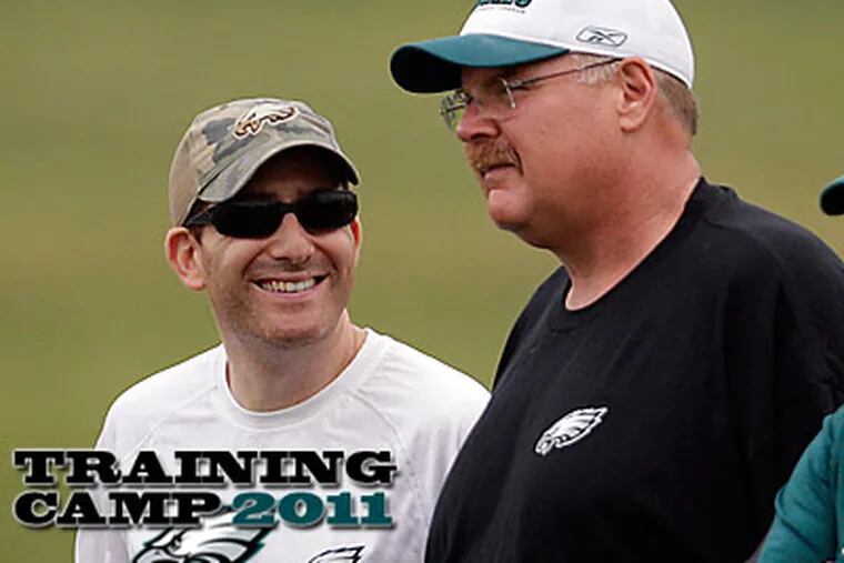 Do Howie Roseman (left) and Andy Reid have more moves left in them? (Yong Kim/Staff Photographer)