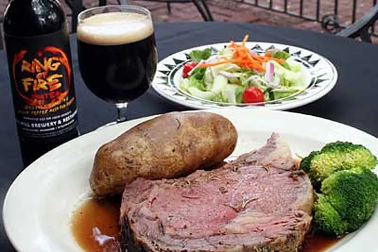 The Iron Hill Brewery will serve its Prime Rib meal to dads, featuring its limited Ring of Fire porter.