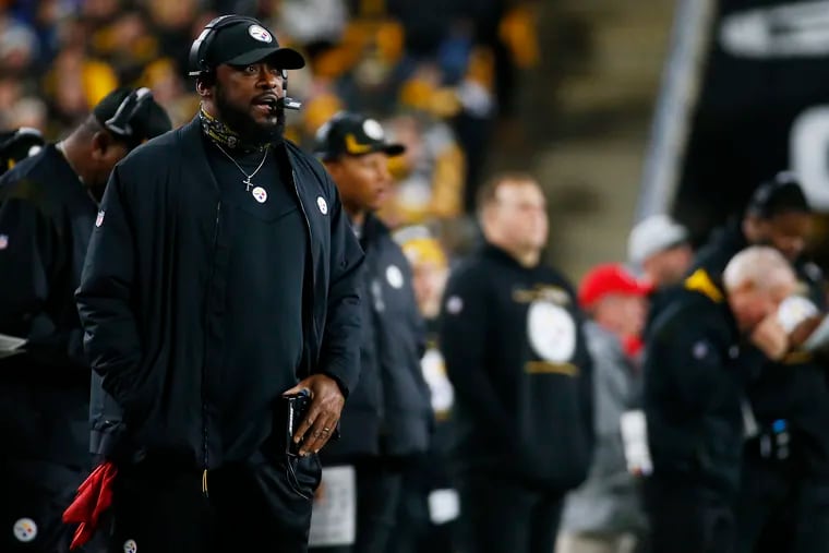 Head coach Mike Tomlin of the Pittsburgh Steelers looks on during the second half against the Baltimore Ravens at Heinz Field on December 05, 2021 in Pittsburgh, Pennsylvania. (Photo by Justin K. Aller/Getty Images)