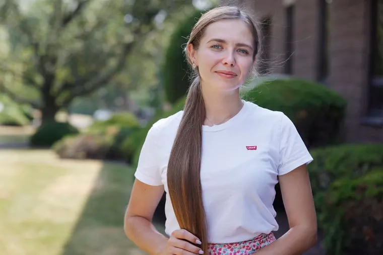 Liliia Kravtsova of Odesa was photographed in Warminster, Pa. on July 20, 2022. She fled the war in her Ukrainian homeland and is now living with relatives in the U.S., and seeking permission to work in this country.