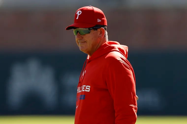 Phillies Manager Rob Thomson during workout at Trust Park in Atlanta on Monday.
