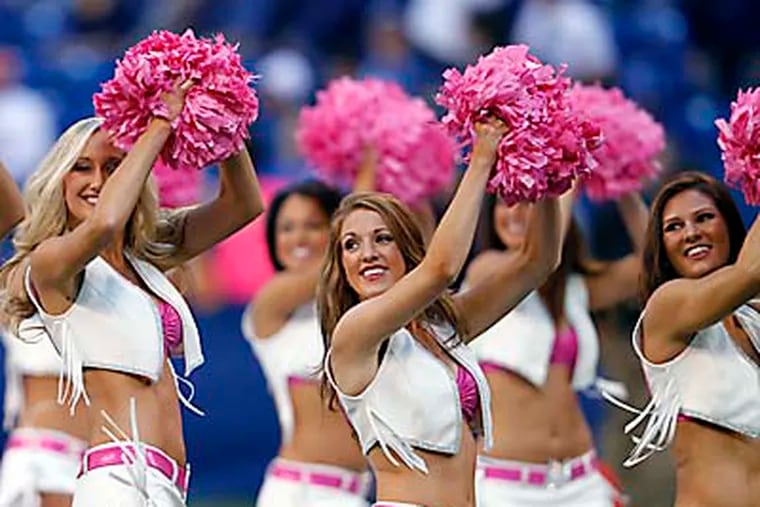 Colts cheerleaders perform during the game on Sunday, October 21, 2012, in Indianapolis, Indiana. (Sam Riche/MCT)