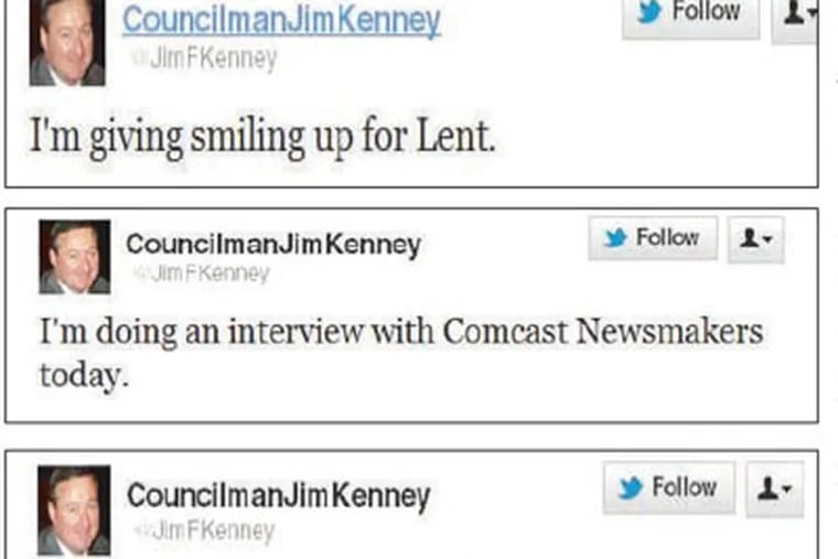 A look at some recent tweets done in Philadelphia Councilman Jim Kenney's name.