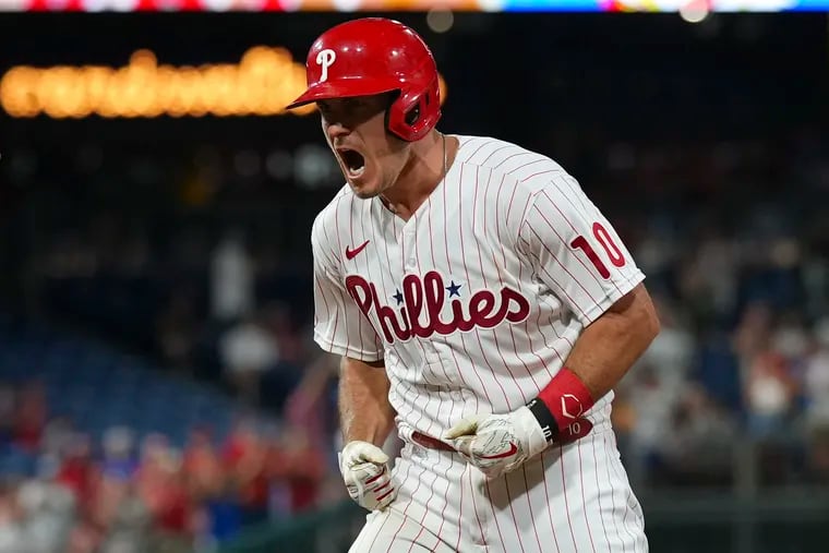 Phillies catcher J.T. Realmuto has swung a hot bat recently. (Photo by Mitchell Leff/Getty Images)