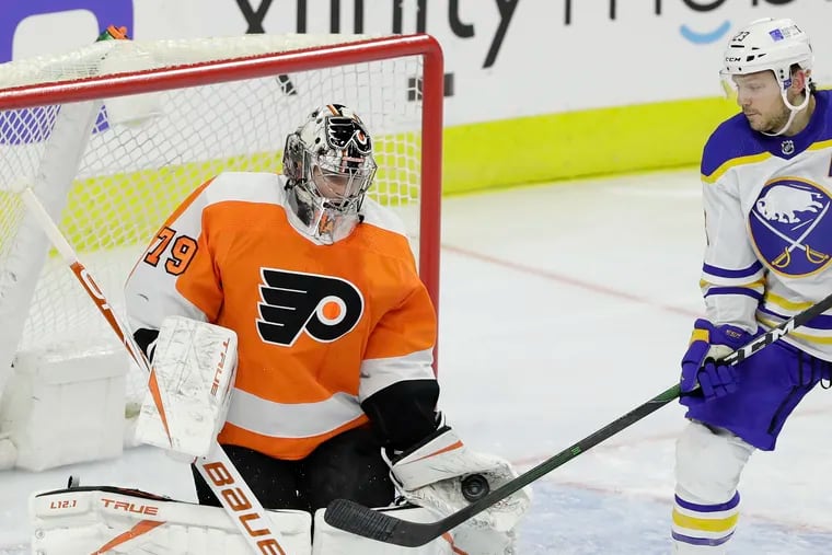 Carter Hart (79) expected to have a good night's sleep ahead of Thursday night's in New Jersey. Let's see if he'll be sharper than he was Saturday in Boston.