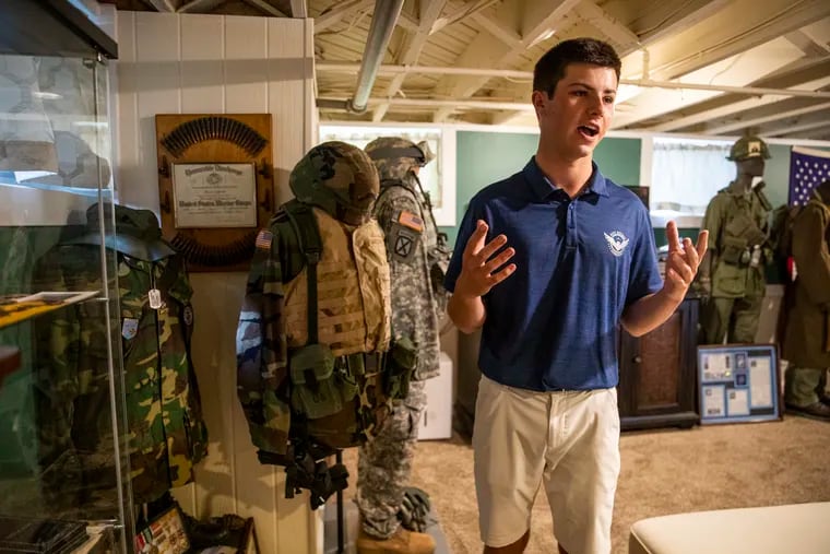 Adam MacMillan, 19, a West Chester University student, has amassed a military history collection in his Cranberry Township, N.J., basement that's worthy of a museum.