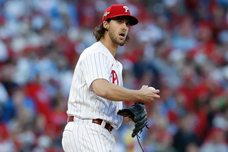 Phillies pitcher Aaron Nola during Game 6 of the NLCS against Arizona on Oct. 23.