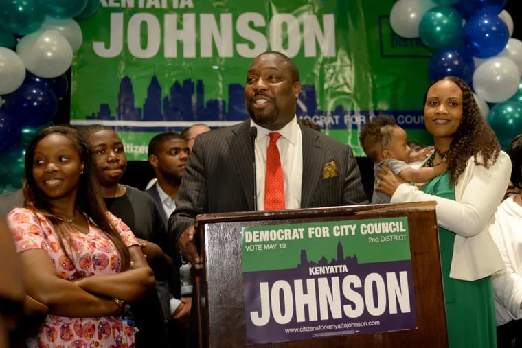 Councilman Kenyatta Johnson, pictured in 2015 with his wife, Dawn Chavous (right), and their son, Isaiah Mandela Johnson.