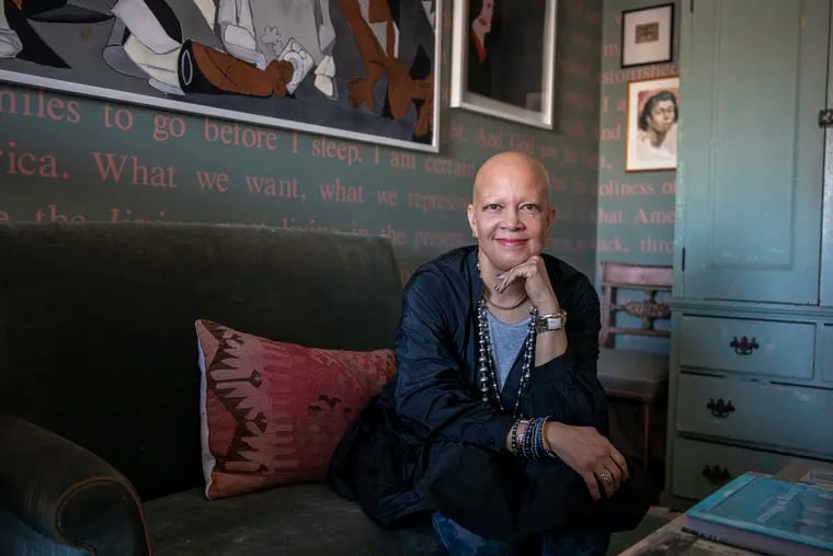 Sheila Bridges, the celebrity interior designer, poses for a portrait in the study of her New York home in February 2020. Bridges — who has alopecia — is the author of the memoir, “The Bald Mermaid.”