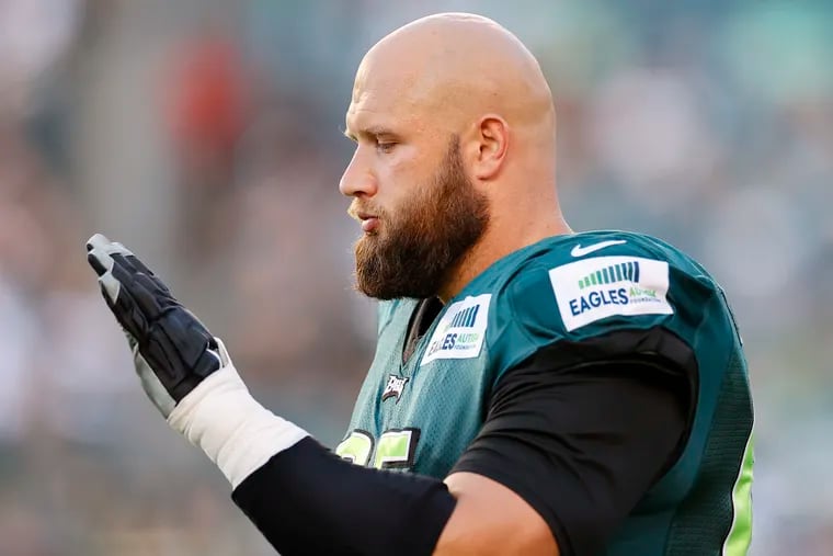 Eagles offensive tackle Lane Johnson during open practice at Lincoln Financial Field on Sunday.