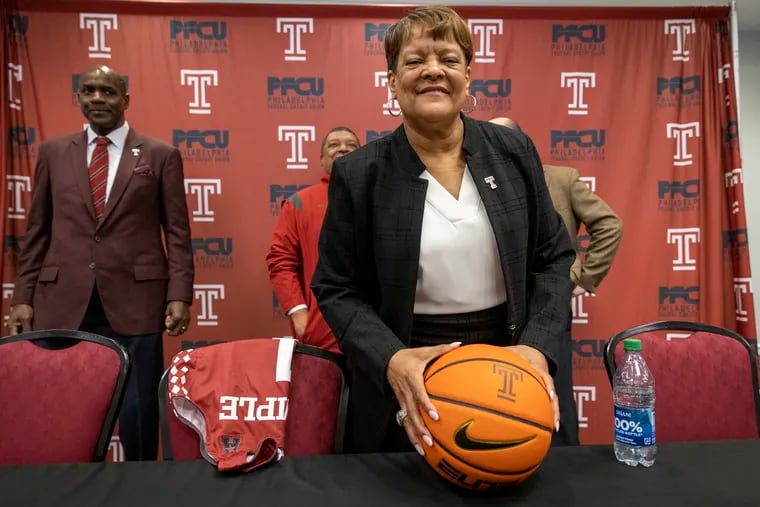 Diane Richardson is introduced at Temple University Liacouras Center as the new women basketball coach. Photo taken at Temple University, Wednesday, April 6, 2022.