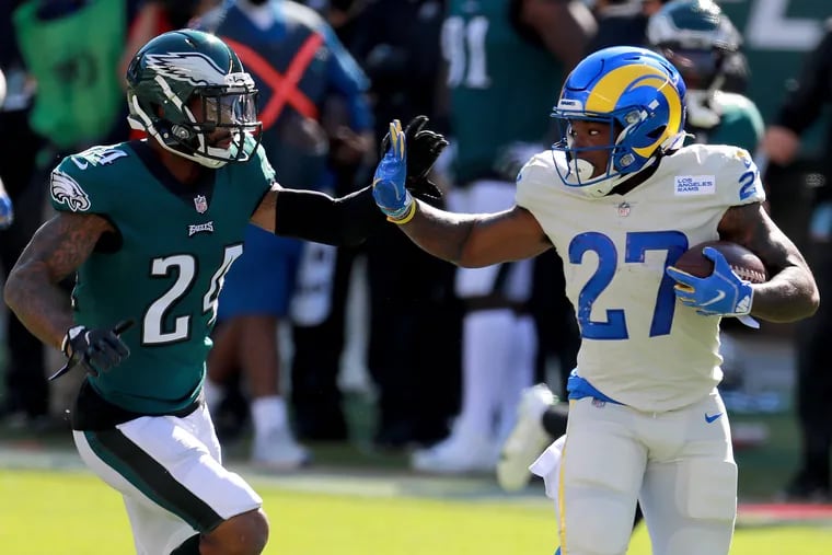 Rams running back Darrell Henderson helped L.A. rack up 191 rushing yards in Sunday's Week 2 win against the Eagles.