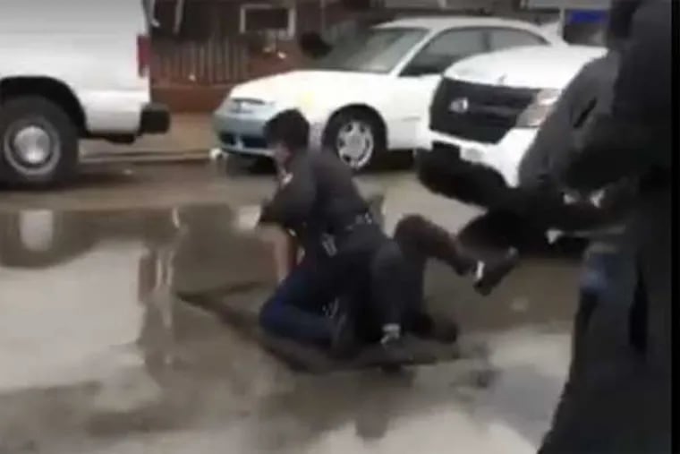 A video shows an apparent altercation involving a Philadelphia police officer.