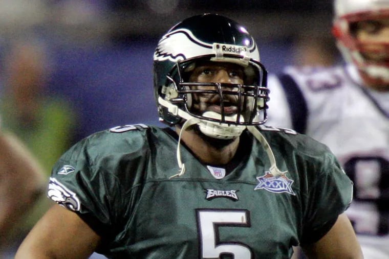 Eagles quarterback Donovan McNabb reacting late in the fourth quarter against the New England Patriots during Super Bowl XXXIX at Alltel Stadium in Jacksonville, Fla., in 2005.