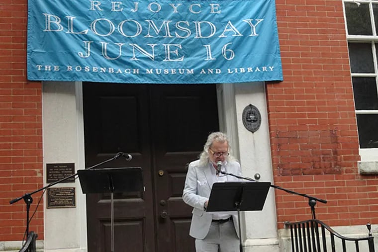 Publican Fergus Carey, owner of Fergie’s and Monk’s, reads at Bloomsday 2013 at the Rosenbach. (Rosenbach Museum & Library)