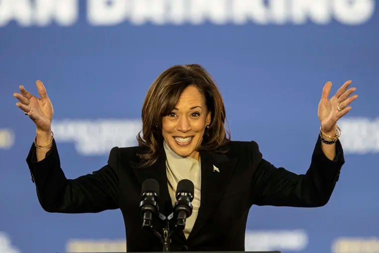 Vide President Kamala Harris, seen here speaking in Philadelphia in February 2023. Harris will be back in town Tuesday to deliver the keynote address at the SEIU's quadrennial convention.