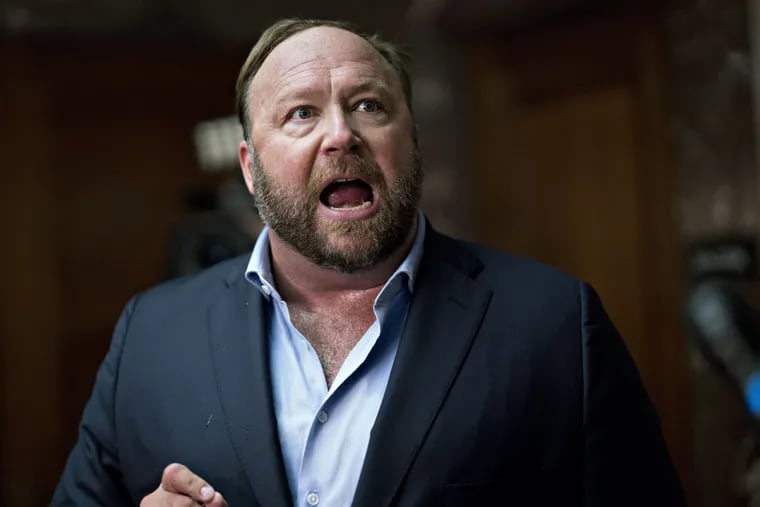 Alex Jones, radio host and creator of the website InfoWars, in a September 2018 file photograph. (Bloomberg photo by Andrew Harrer)
