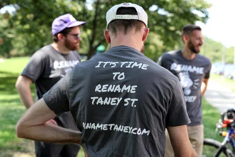 A group trying to get Taney Street renamed went door-to-door in the Fairmount section in Philadelphia on Aug. 15, 2021. Taney Street is believed to be named after former U.S. Supreme Court Justice Roger Taney, whose "Dred Scott" opinion said that Black people “had no rights which the white man was bound to respect."