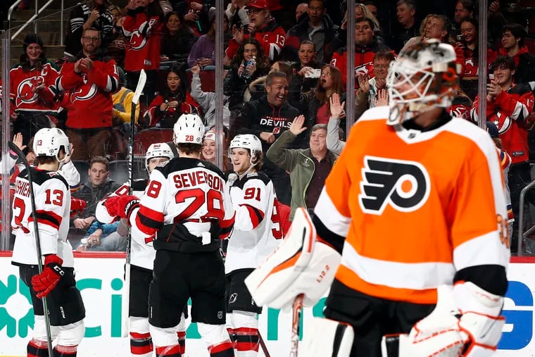 The New Jersey Devils destroyed the Flyers 7-0, with talented young players like Jack Huges taking center stage.