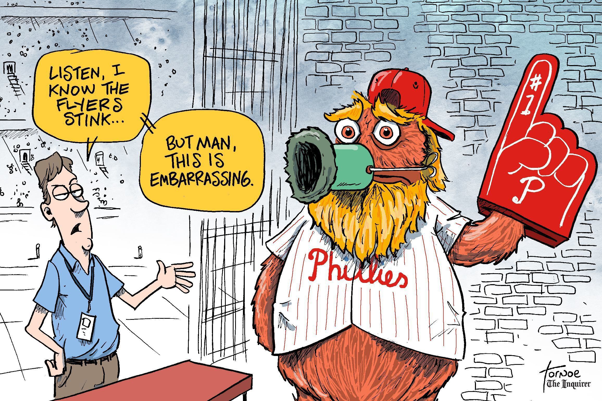 Flyers mascot Gritty joins forces with Phillie Phanatic