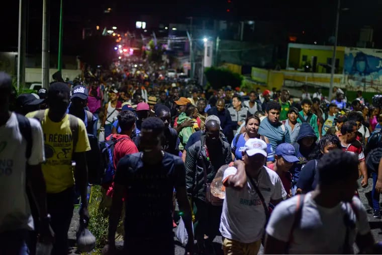 Migrants from Africa, Cuba, Haiti, and other Central American countries set off early morning by foot from Tapachula to the southern border of the United States.