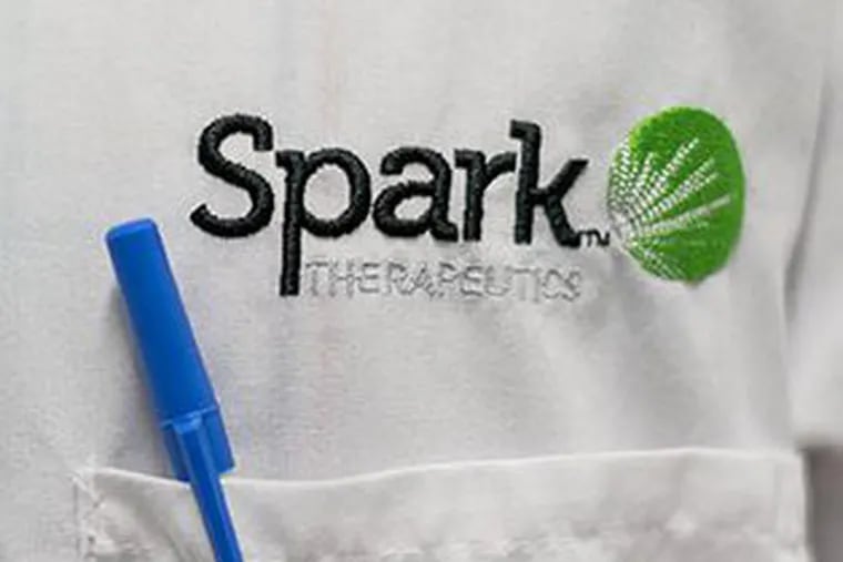 Spark Therapeutics lab coat. Spark's public offering in 2015 opened the gates for more biotechs to sell shares on the stock market.