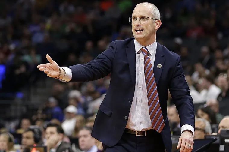Rhode Island head coach Dan Hurley during the first half against Oregon in a second-round game of the men’s NCAA college basketball tournament in Sacramento, Calif., Sunday, March 19, 2017.