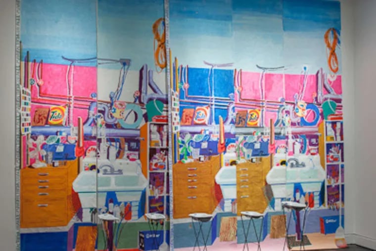 Ann Agee's paintings of her Brooklyn studio, from her wide-ranging installation at Locks Gallery.