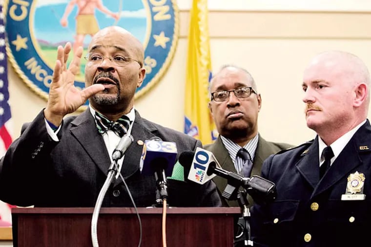 Bridgeton Mayor Albert Kelly addresses residents on Friday, January 23, 2015, after dash-cam footage was released involving a Bridgeton Police Department shooting at a traffic stop last year.