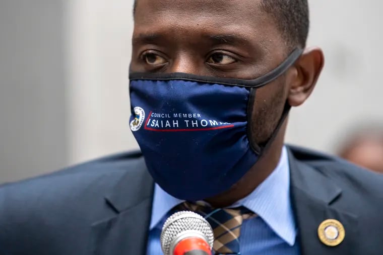City Councilmember Isaiah Thomas, shown here outside Philadelphia City Hall in 2020, is open to amending the city's regulations for short-term rentals.