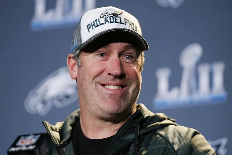 Eagles Head Coach Doug Pederson smiles during the Eagles media availability.
