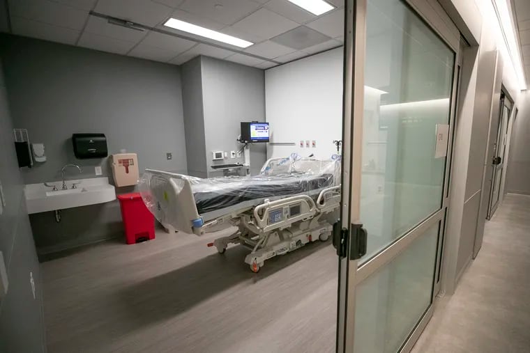 Patient rooms in the new Patient Pavilion for the University of Pennsylvania Health System were prepared months ahead of schedule to accommodate non-coronavirus patients during the pandemic, but the space is no longer needed immediately, state health officials said.