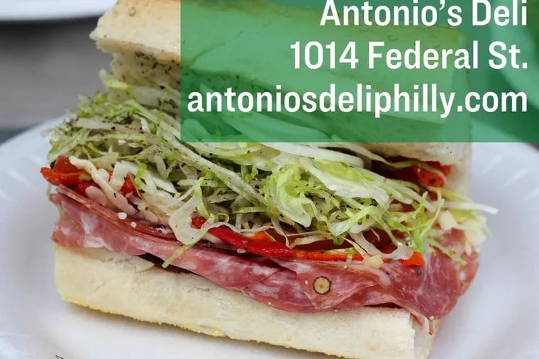 Antonio’s uses fresh Sarcone’s bread for its sandwiches, including its star eggplant-rich veggie hoagie. (Antonio’s Deli, 1014 Federal St., antoniosdeliphilly.com)