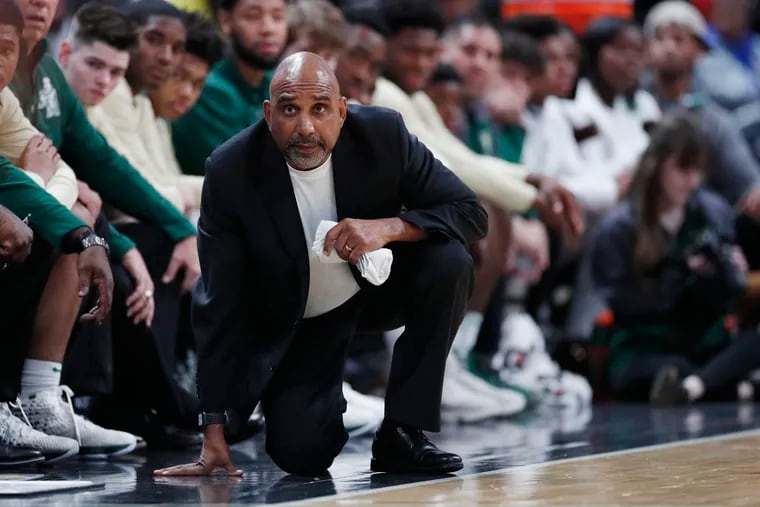 Head coach Dru Joyce of St. Vincent-St. Mary High School looks on against Sierra Canyon High School during the Ohio Scholastic Play-By-Play Classic at Nationwide Arena on December 14, 2019 in Columbus, Ohio. (Photo by Joe Robbins/Getty Images)