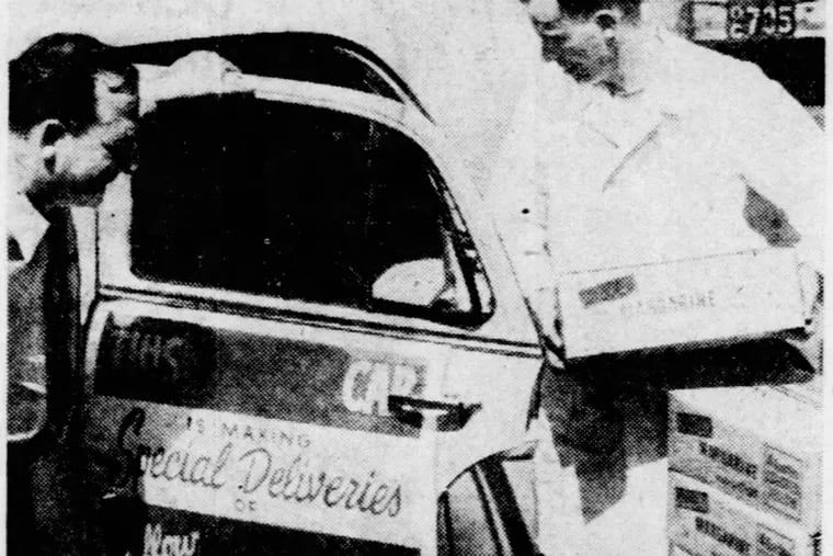 A fleet of 12 Yellow Cabs was used by the Kraft Foods Co. to rush margarine from a transfer point at Haddonfield to grocery stores in the Philadelphia area.