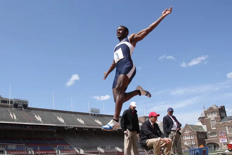 Penn State decathlete Anya Uzoh jumped into second place overall during the first day of competition at Franklin Field Tuesday. He finished second last year.