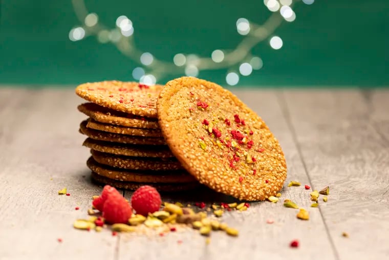 Manna Bakery's caramelized butter & honey sesame cookies inspired by bazarek, baked by Inquirer reporter Jenn Ladd in Philadelphia, Pa., on Thursday, Nov., 16, 2023.
