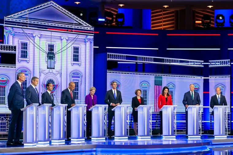Democratic presidential candidates attend the first primary debate for the 2020 elections at the Adrienne Arsht Center for the Performing Arts in downtown Miami on Wednesday, June 26, 2019. (Al Diaz/Miami Herald/TNS)