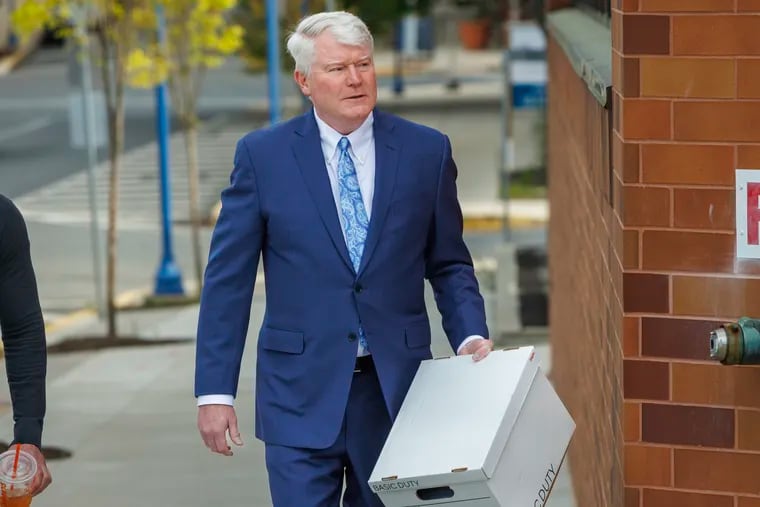 Former labor leader John Dougherty arrives at the federal courthouse in Reading on Wednesday for the last day of testimony in his embezzlement case.