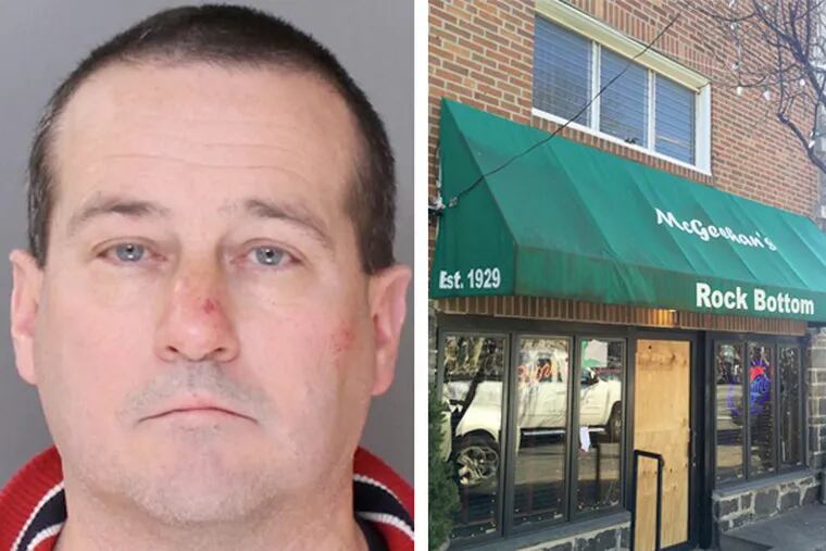 John McGeehan, 55, is charged with aggravated assault, violation of the Uniform Firearms Act and related offenses for allegedly firing a shot outside McGeehan's bar in Holmesburg over the weekend. (Philadelphia Police)