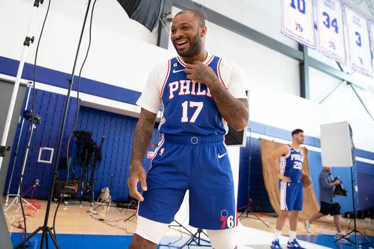 P.J. Tucker during the Sixers' media day at their training complex in Camden last month.