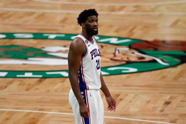 Sixers center Joel Embiid during Game 7 of the Eastern Conference semifinals against the Celtics on Sunday.