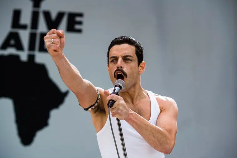 This image released by Twentieth Century Fox shows Rami Malek in a scene from "Bohemian Rhapsody." The advocacy organization GLAAD says that LGBTQ representation is up for major studio films released in 2018. 20th Century Fox received a “good” rating for contributions for releases like “Bohemian Rhapsody." (Alex Bailey/Twentieth Century Fox via AP, File)