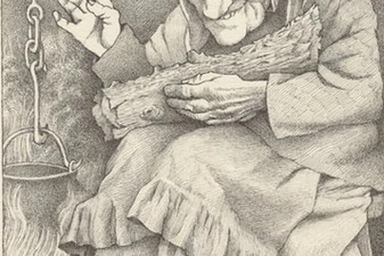 &quot;Mrs. Gertrude,&quot; an illustration of a witch from a Grimm fairy tale, is one of 40 Maurice Sendak works in the Rosenbach exhibition.