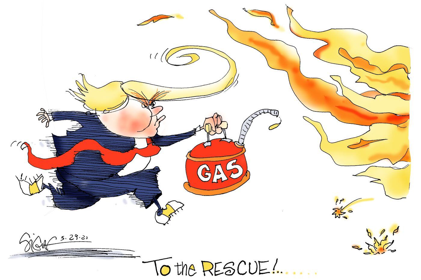 Political Cartoon: Trump to the Rescue