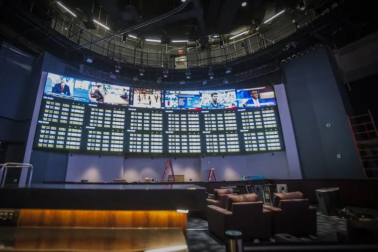 The sportsbook at the Ocean Resort, shown here during earlier renovations, is filled with TV screens and betting boards.